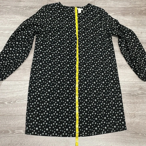 NWOT H&M Long Sleeve Black Floral Print Tunic Shift Dress Pockets 12 - Picture 8 of 14